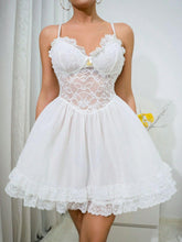 Contrast Lace Pattern Strappy Nightdress Womens Lingerie